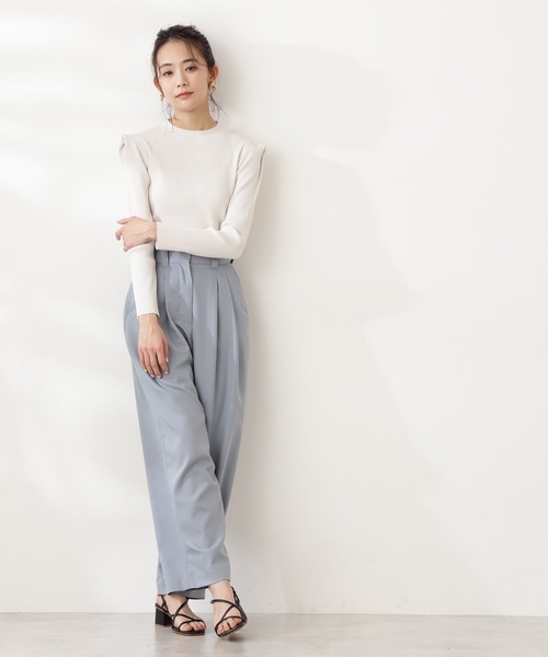 N.（N. Natural Beauty Basic）（エヌエヌナチュラルビューティーベーシック）の「タックショルダーボトルネックリブニット（ニット/セーター・レディース・ホワイト/パープル/グレー/グリーン・MEDIUM）」の15枚目の写真