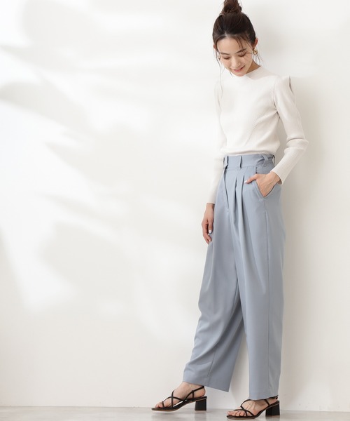 N.（N. Natural Beauty Basic）（エヌエヌナチュラルビューティーベーシック）の「タックショルダーボトルネックリブニット（ニット/セーター・レディース・ホワイト/パープル/グレー/グリーン・MEDIUM）」の16枚目の写真