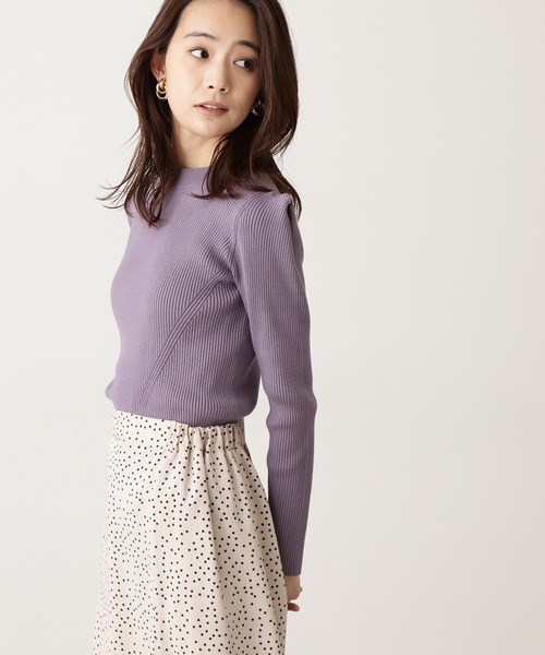 N.（N. Natural Beauty Basic）（エヌエヌナチュラルビューティーベーシック）の「タックショルダーボトルネックリブニット（ニット/セーター・レディース・ホワイト/パープル/グレー/グリーン・MEDIUM）」の21枚目の写真