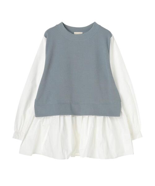 earth music&ecology（アースミュージックアンドエコロジー）の「レイヤード風カットプルオーバー ＊（シャツ/ブラウス・レディース・サックスブルー/ベージュ/ネイビー/ブラック・FREE）」の16枚目の写真