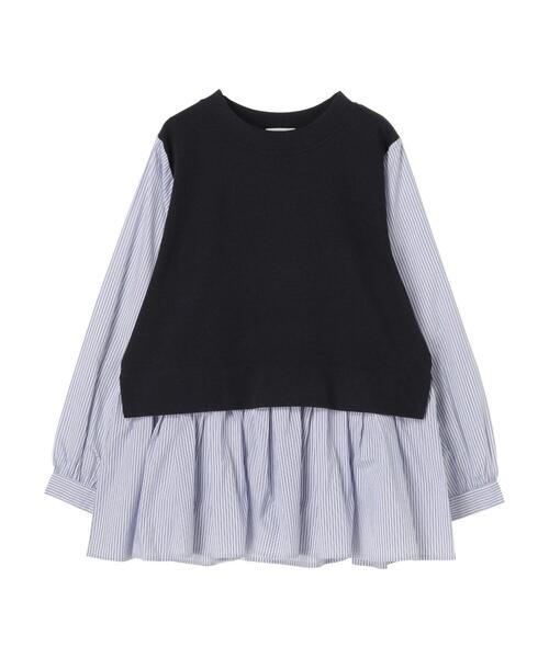 earth music&ecology（アースミュージックアンドエコロジー）の「レイヤード風カットプルオーバー ＊（シャツ/ブラウス・レディース・サックスブルー/ベージュ/ネイビー/ブラック・FREE）」の17枚目の写真