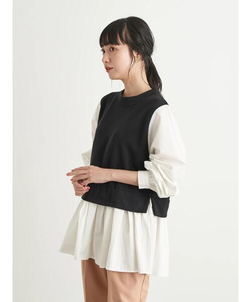 earth music&ecology（アースミュージックアンドエコロジー）の「レイヤード風カットプルオーバー ＊（シャツ/ブラウス・レディース・サックスブルー/ベージュ/ネイビー/ブラック・FREE）」の19枚目の写真