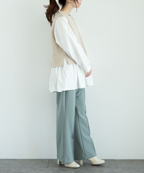 earth music&ecology（アースミュージックアンドエコロジー）の「レイヤード風カットプルオーバー ＊（シャツ/ブラウス・レディース・サックスブルー/ベージュ/ネイビー/ブラック・FREE）」の13枚目の写真