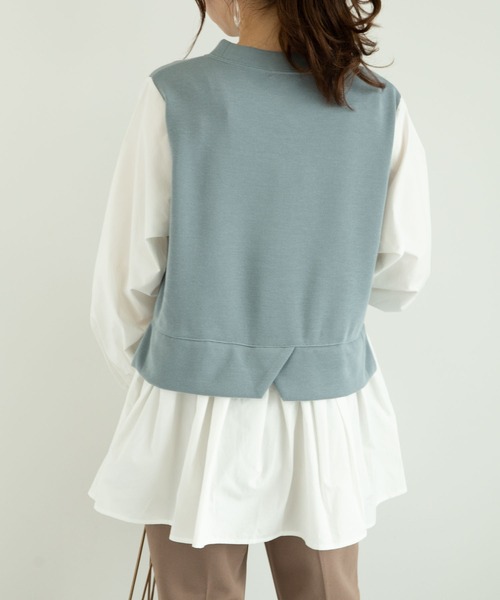 earth music&ecology（アースミュージックアンドエコロジー）の「レイヤード風カットプルオーバー ＊（シャツ/ブラウス・レディース・サックスブルー/ベージュ/ネイビー/ブラック・FREE）」の5枚目の写真