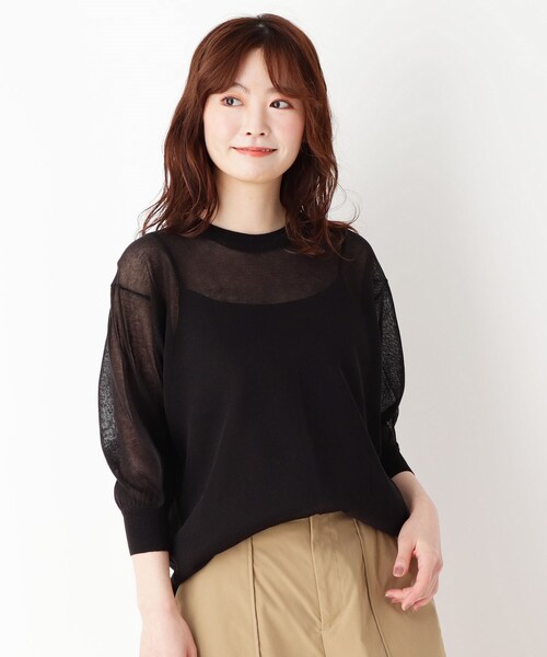 pink adobe（ピンクアドベ）の「◆【M-LL/SET】キャミ付き シアーニット（その他トップス・レディース・ブラック/ライトパープル/ライトベージュ/ダークオレンジ・40/38/42）」の2枚目の写真