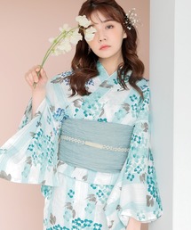 Dita | 1人で着られる浴衣5点セット 和歌山染工日本染め(ゆかた・しわへこ帯・下駄・着付け本・腰ひも)【K】(浴衣)