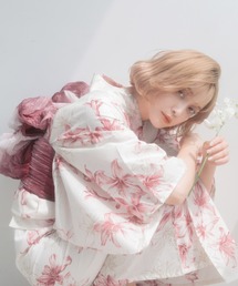 Dita | 1人で着られる浴衣5点セット 和歌山染工日本染め（ゆかた・しわへこ帯・下駄・着付け本・腰ひも）【K】(浴衣)