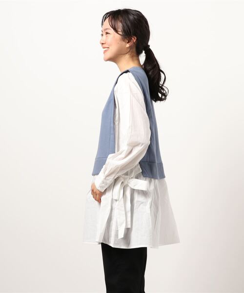 koe（コエ）の「裏毛ベストシャツドッキングプルオーバー＊（シャツ/ブラウス・レディース・ライトベージュ/カーキ/杢グレー/ブルー・FREE）」の11枚目の写真