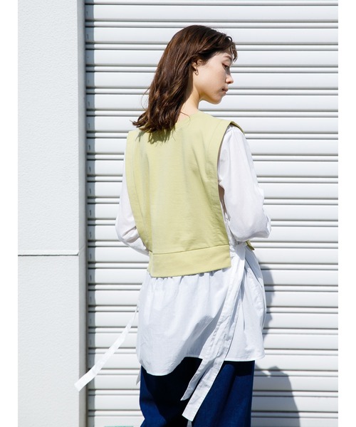 koe（コエ）の「裏毛ベストシャツドッキングプルオーバー＊（シャツ/ブラウス・レディース・ライトベージュ/カーキ/杢グレー/ブルー・FREE）」の12枚目の写真