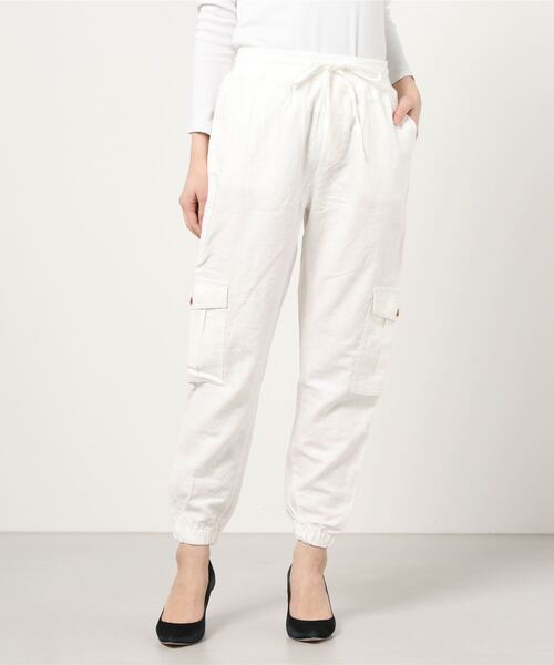 GAP（ギャップ）の「リネン混ジョガーパンツ（カーゴパンツ・レディース・ホワイト/ブラック/ベージュ/ライトブルー・M/S/XXS/XS/XL/L）」の13枚目の写真