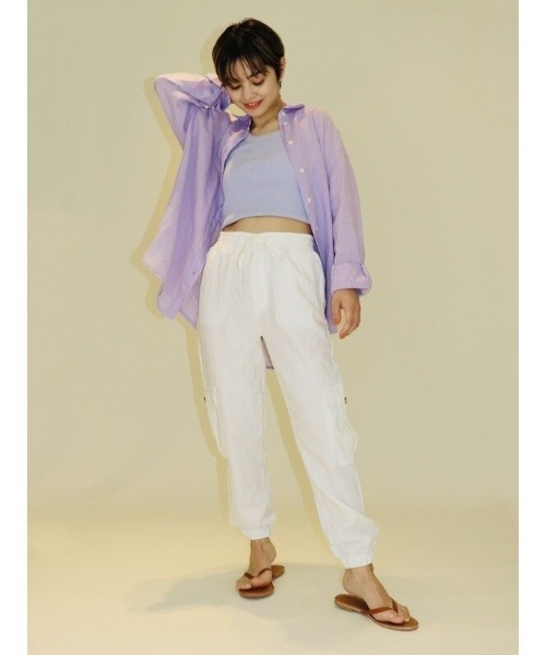 GAP（ギャップ）の「リネン混ジョガーパンツ（カーゴパンツ・レディース・ホワイト/ブラック/ベージュ/ライトブルー・M/S/XXS/XS/XL/L）」の15枚目の写真