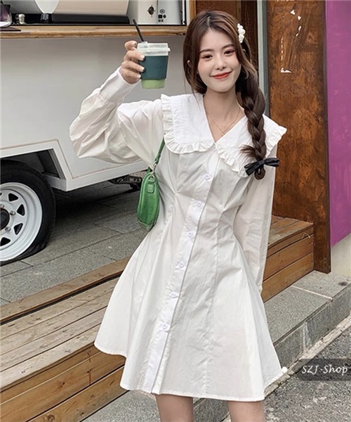 セール フリル襟付き ミニシャツワンピース ワンピース Dream Garden ドリームガーデン のファッション通販 Zozotown