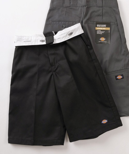 Dickies（ディッキーズ）の「【73】【Dickies/ディッキーズ】 ワイドルーズ TCツイルショーツ/ スケーターショートパンツ（チノパンツ・メンズ・チャコールグレー/ブラック/ダークブラウン/ベージュ/オリーブ/ダークグリーン/パープル/ホワイト/ダークネイビー/ライトイエロー/ライトグリーン/オレンジ/ブルー/イエロー/ピンク/レッド/グリーン/ライトブルー/ネイビー/パープル系/イエロー系/ダークグリーン系/グリーン系/ベージュ系/ブラウン系/ブラック系・32inch/30inch/28inch/34inch/36inch）」の3枚目の写真