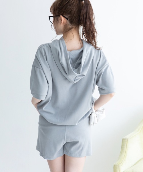 Mysa&Liina（ミーサリーナ）の「【ルームウェア】半袖パーカールームウェア【3点セット】（ルームウェア/パジャマ・レディース・チャコールグレー/ブラック/ベージュ/サックスブルー/ピンクベージュ・M/L）」の19枚目の写真