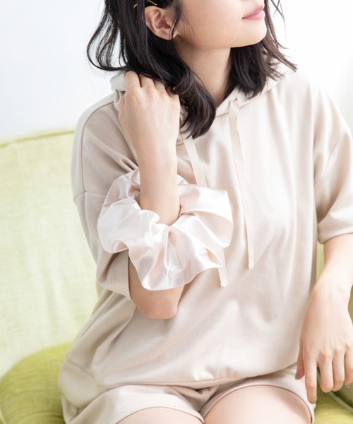 Mysa&Liina（ミーサリーナ）の「【ルームウェア】半袖パーカールームウェア【3点セット】（ルームウェア/パジャマ・レディース・チャコールグレー/ブラック/ベージュ/サックスブルー/ピンクベージュ・M/L）」の13枚目の写真