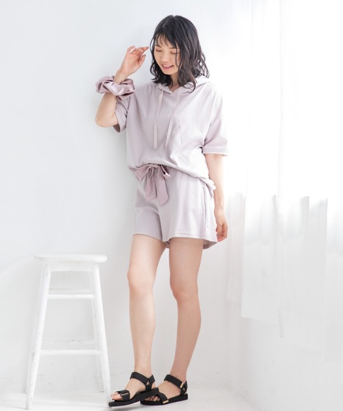 Mysa&Liina（ミーサリーナ）の「【ルームウェア】半袖パーカールームウェア【3点セット】（ルームウェア/パジャマ・レディース・チャコールグレー/ブラック/ベージュ/サックスブルー/ピンクベージュ・M/L）」の21枚目の写真