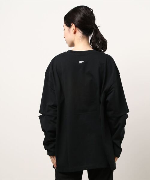 CONVERSE STARS（コンバーススターズ）の「袖スリットTシャツ（Tシャツ/カットソー・レディース・ブラック/ブルー・FREE）」の3枚目の写真