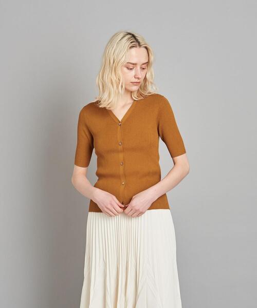 Steven Alan（スティーブンアラン）の「＜Steven Alan＞RIB V NECK CARDIGAN/カーディガン（カーディガン/ボレロ・レディース・ダークグリーン/ブラウン・FREE）」の2枚目の写真