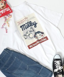 Salong hameu（サロン ハミュー）の「milkyミルキー ペコちゃん バックプリントグラフィックTシャツ（Tシャツ/カットソー・メンズ）」