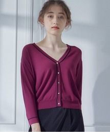 配色Vネックニットカーディガン