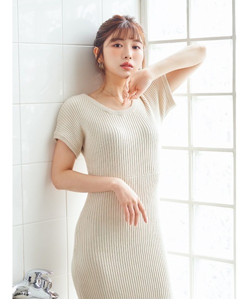 ダーリッチ darich ワンピース 半袖 チェーンデザインニットワンピース Darich（ダーリッチ）の「チェーンデザインニットワンピース