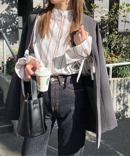 StyleSea（スタイルシー）の「ノーカラージャケット（ノーカラージャケット・レディース・カーキ/キャメル/チャコール・FREE）」の13枚目の写真