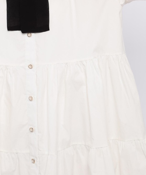 LODISPOTTO（ロディスポット）の「Dollyリボンティアードシャツワンピース（ワンピース・レディース・ピンクベージュ/ホワイト・MEDIUM）」の9枚目の写真