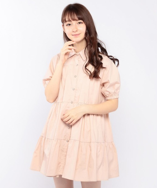 LODISPOTTO（ロディスポット）の「Dollyリボンティアードシャツワンピース（ワンピース・レディース・ピンクベージュ/ホワイト・MEDIUM）」の12枚目の写真
