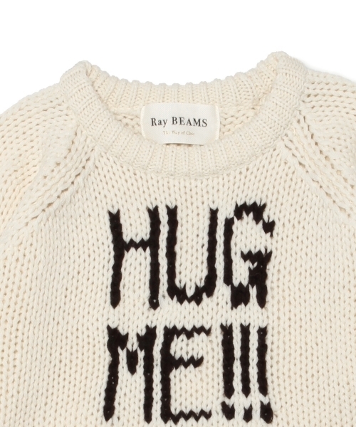 Ray BEAMS（レイビームス）の「Ray BEAMS / "HUG ME!!!" ロゴ クルーネックニット（ニット/セーター・レディース・オフホワイト/チャコールグレー・ONE SIZE）」の21枚目の写真