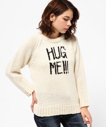 Ray BEAMS | Ray BEAMS / "HUG ME!!!" ロゴ クルーネックニット(ニット/セーター)