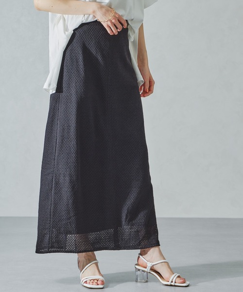 acro（アクロ）の「メッシュナロースカート/AC1076（スカート・レディース・ブラック/ホワイト・ﾌﾘ-）」の2枚目の写真
