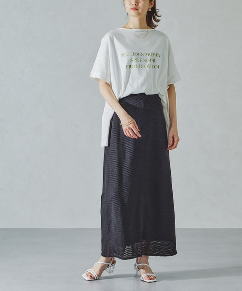 acro（アクロ）の「メッシュナロースカート/AC1076（スカート・レディース・ブラック/ホワイト・ﾌﾘ-）」の3枚目の写真