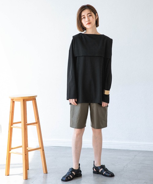 A part by（アパートバイ）の「フェイクレザーハーフパンツ 958046（その他パンツ・レディース・ブラック/グリーン系その他6・MEDIUM/LARGE）」の7枚目の写真