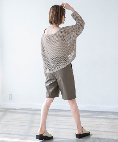 A part by（アパートバイ）の「フェイクレザーハーフパンツ 958046（その他パンツ・レディース・ブラック/グリーン系その他6・MEDIUM/LARGE）」の15枚目の写真