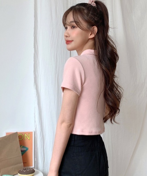 muahmuah（ムーアムーア）の「『muah muah/ムーアムーア』×『teddy bear/テディベア』MUAH BEAR STITCH CROP T-SHIRT/ムアベア ステッチ クロップド丈半袖Tシャツ（Tシャツ/カットソー・レディース・ホワイト/ブラック/ピンク・FREE）」の16枚目の写真