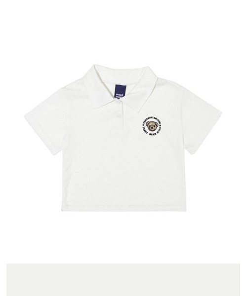 muahmuah（ムーアムーア）の「『muah muah/ムーアムーア』×『teddy bear/テディベア』MUAH BEAR STITCH CROP T-SHIRT/ムアベア ステッチ クロップド丈半袖Tシャツ（Tシャツ/カットソー・レディース・ホワイト/ブラック/ピンク・FREE）」の9枚目の写真
