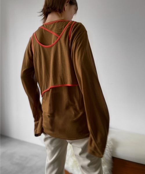 Solace（ソレイス）の「3pieceパイピングレイヤードカットソー（Tシャツ/カットソー・レディース・ホワイト/モカ・FREE）」の15枚目の写真