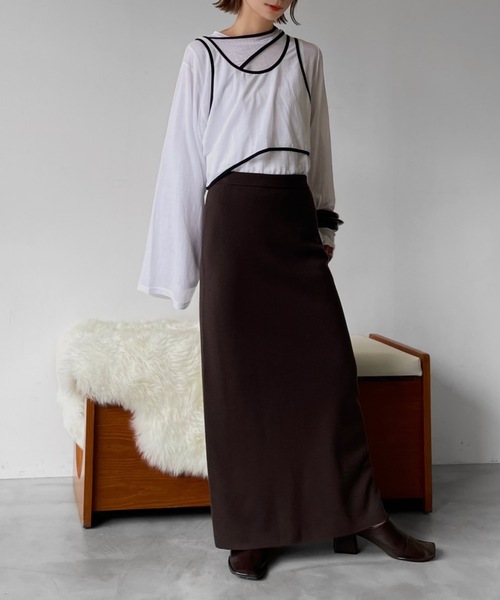 Solace（ソレイス）の「3pieceパイピングレイヤードカットソー（Tシャツ/カットソー・レディース・ホワイト/モカ・FREE）」の11枚目の写真