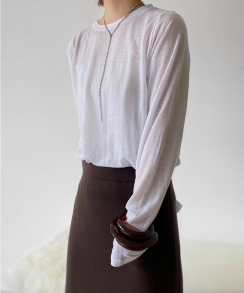 Solace（ソレイス）の「3pieceパイピングレイヤードカットソー（Tシャツ/カットソー・レディース・ホワイト/モカ・FREE）」の5枚目の写真