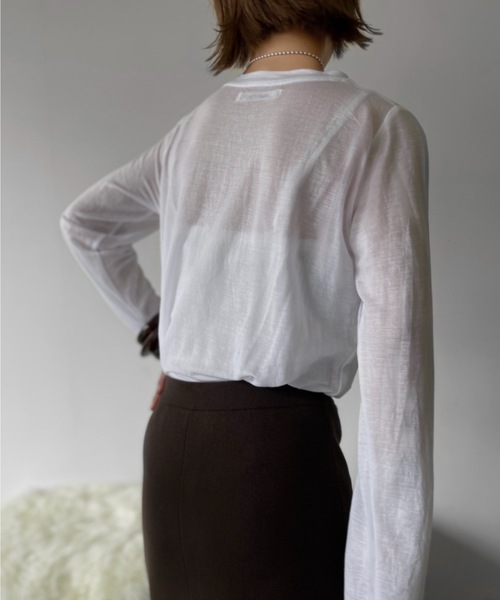 Solace（ソレイス）の「3pieceパイピングレイヤードカットソー（Tシャツ/カットソー・レディース・ホワイト/モカ・FREE）」の6枚目の写真