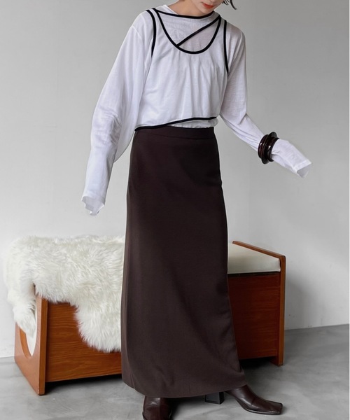 Solace（ソレイス）の「3pieceパイピングレイヤードカットソー（Tシャツ/カットソー・レディース・ホワイト/モカ・FREE）」の13枚目の写真