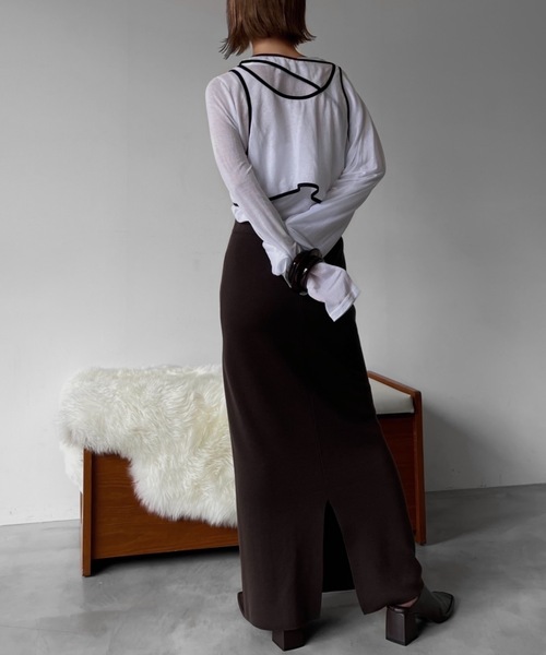 Solace（ソレイス）の「3pieceパイピングレイヤードカットソー（Tシャツ/カットソー・レディース・ホワイト/モカ・FREE）」の12枚目の写真