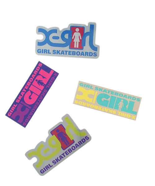 X-girl(エックスガール)の「GIRL SKATEBOARDS LOGO STICKER(ステッカー/テープ・レディース・ライトブルー/イエロー・ONE SIZE)」の4枚目の写真