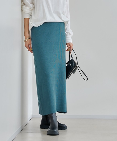 DouDou(ドゥドゥ)の「リブニットスカート(スカート・レディース・ブラック/ベージュ/ピンク/グリーン・FREE)」の4枚目の写真