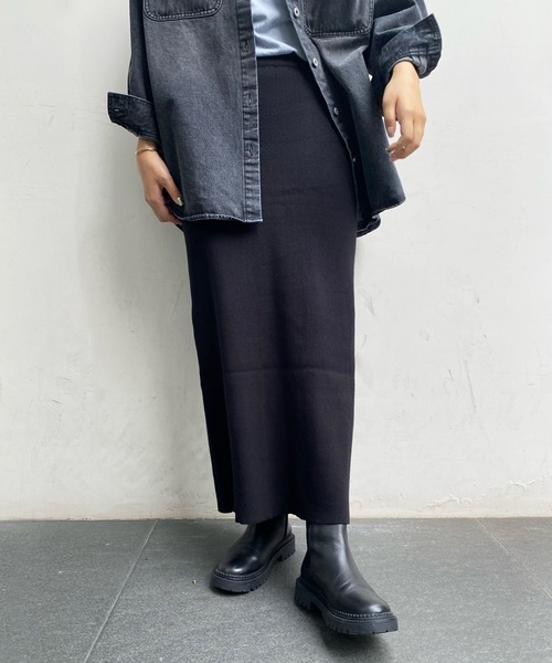 DouDou(ドゥドゥ)の「リブニットスカート(スカート・レディース・ブラック/ベージュ/ピンク/グリーン・FREE)」の7枚目の写真