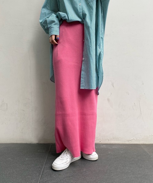 DouDou(ドゥドゥ)の「リブニットスカート(スカート・レディース・ブラック/ベージュ/ピンク/グリーン・FREE)」の12枚目の写真