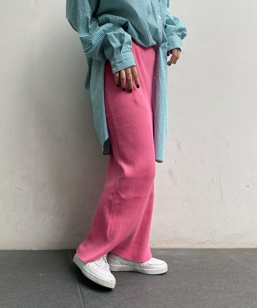 DouDou(ドゥドゥ)の「リブニットスカート(スカート・レディース・ブラック/ベージュ/ピンク/グリーン・FREE)」の6枚目の写真