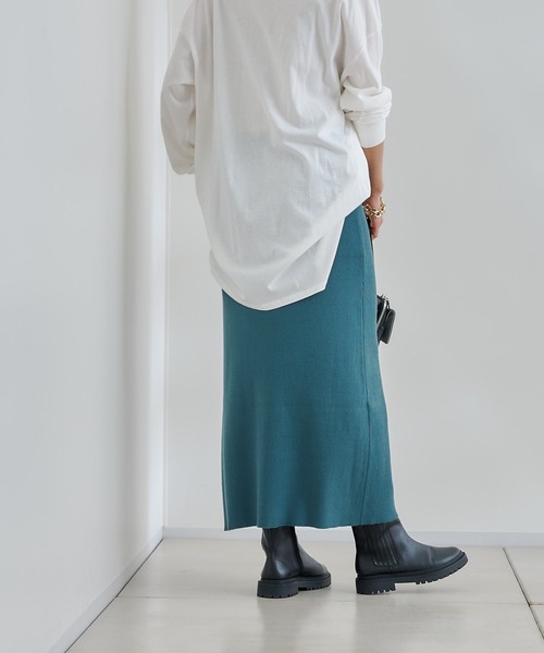 DouDou(ドゥドゥ)の「リブニットスカート(スカート・レディース・ブラック/ベージュ/ピンク/グリーン・FREE)」の21枚目の写真