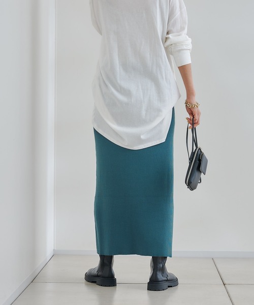 DouDou(ドゥドゥ)の「リブニットスカート(スカート・レディース・ブラック/ベージュ/ピンク/グリーン・FREE)」の20枚目の写真