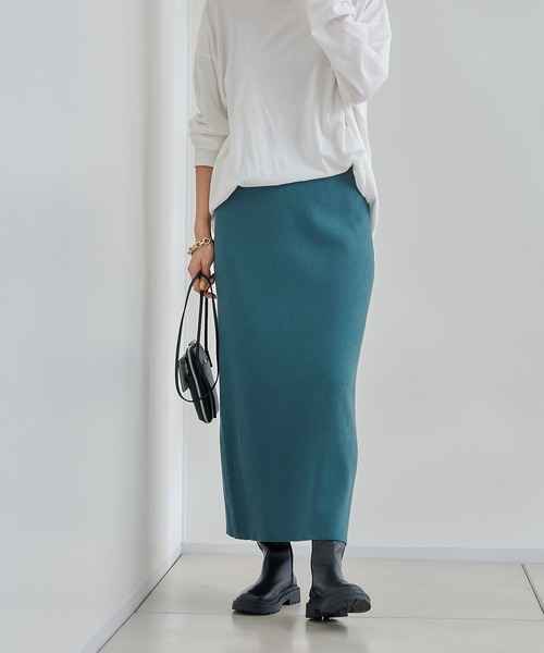 DouDou(ドゥドゥ)の「リブニットスカート(スカート・レディース・ブラック/ベージュ/ピンク/グリーン・FREE)」の18枚目の写真